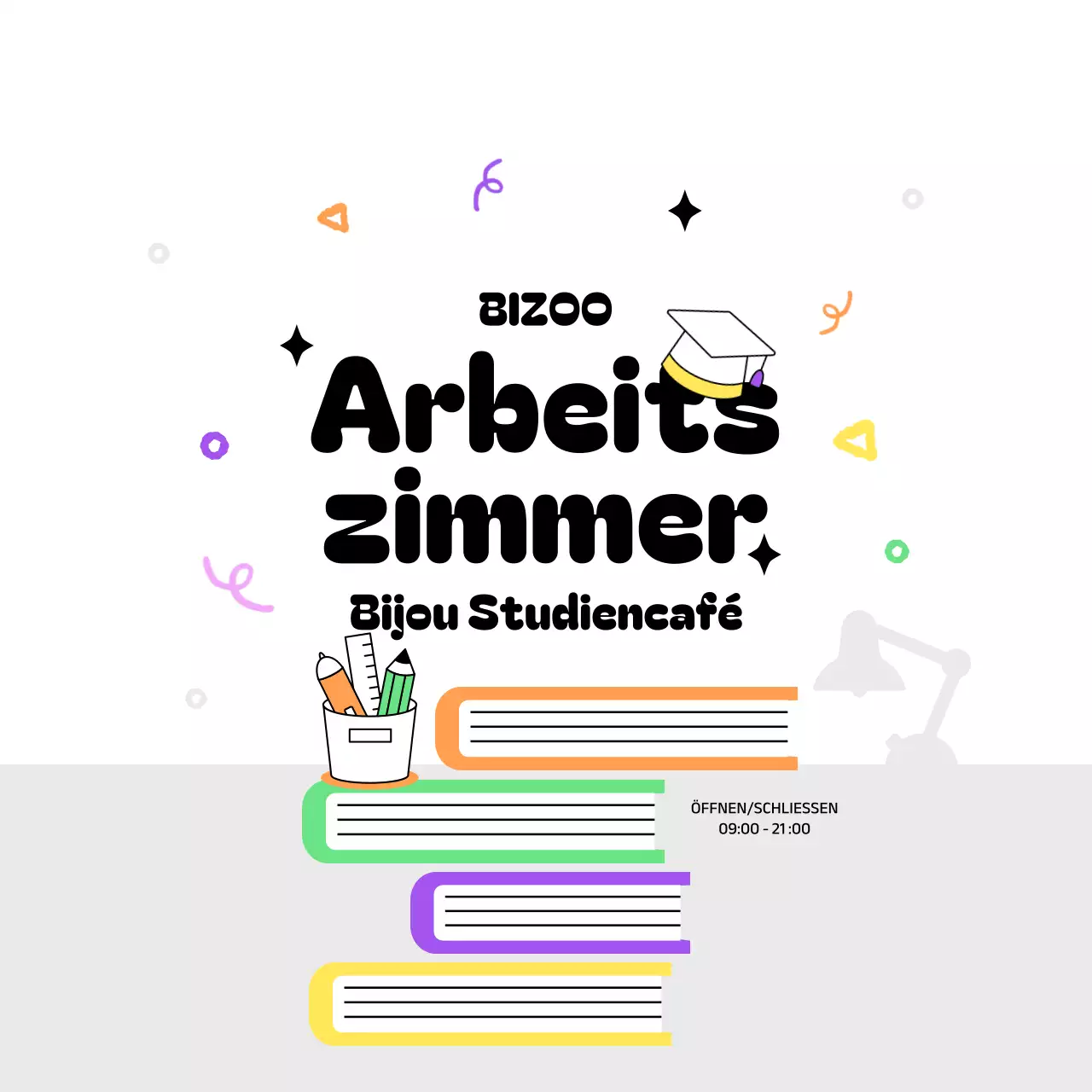 Mehrfarbige Bibliothek Illustration Konzept Studie Café Promotion