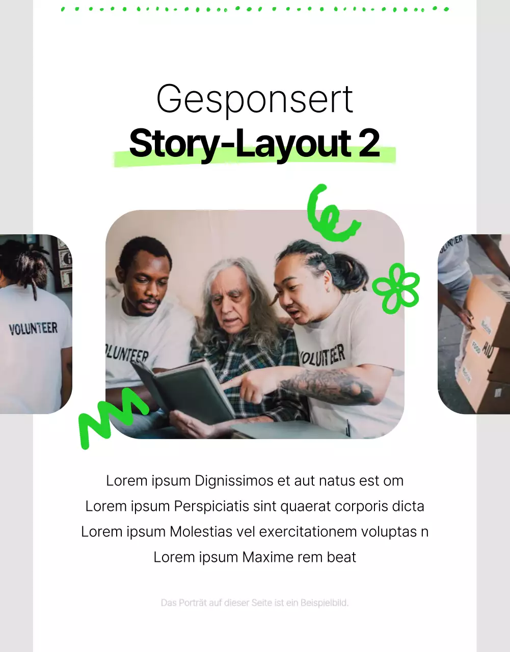 Einfache NGO-Sponsoring-Informationen in Weiß und fluoreszierenden Farben