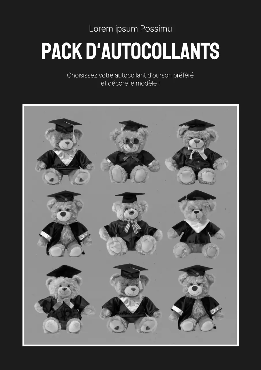 Promotion kitsch pour la remise des diplômes en noir et blanc et en noir