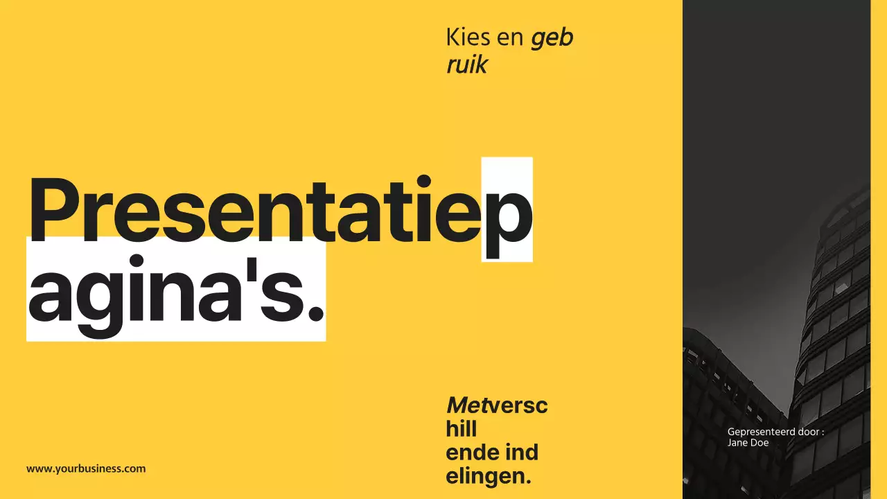 Zwart Gele Moderne Zakelijke Presentatiepagina's Met Diverse Lay-outs