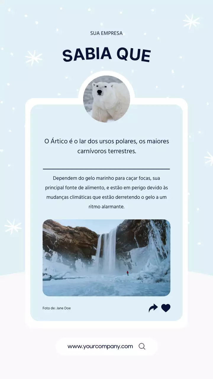 Azul Simples Urso Polar Facto Ártico Publicidade