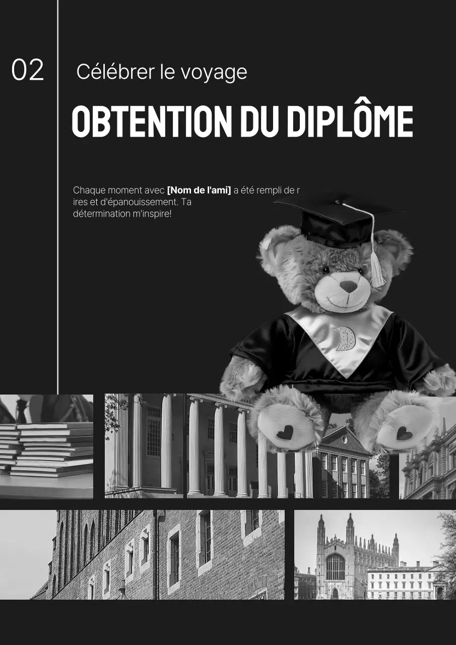 Promotion kitsch pour la remise des diplômes en noir et blanc et en noir