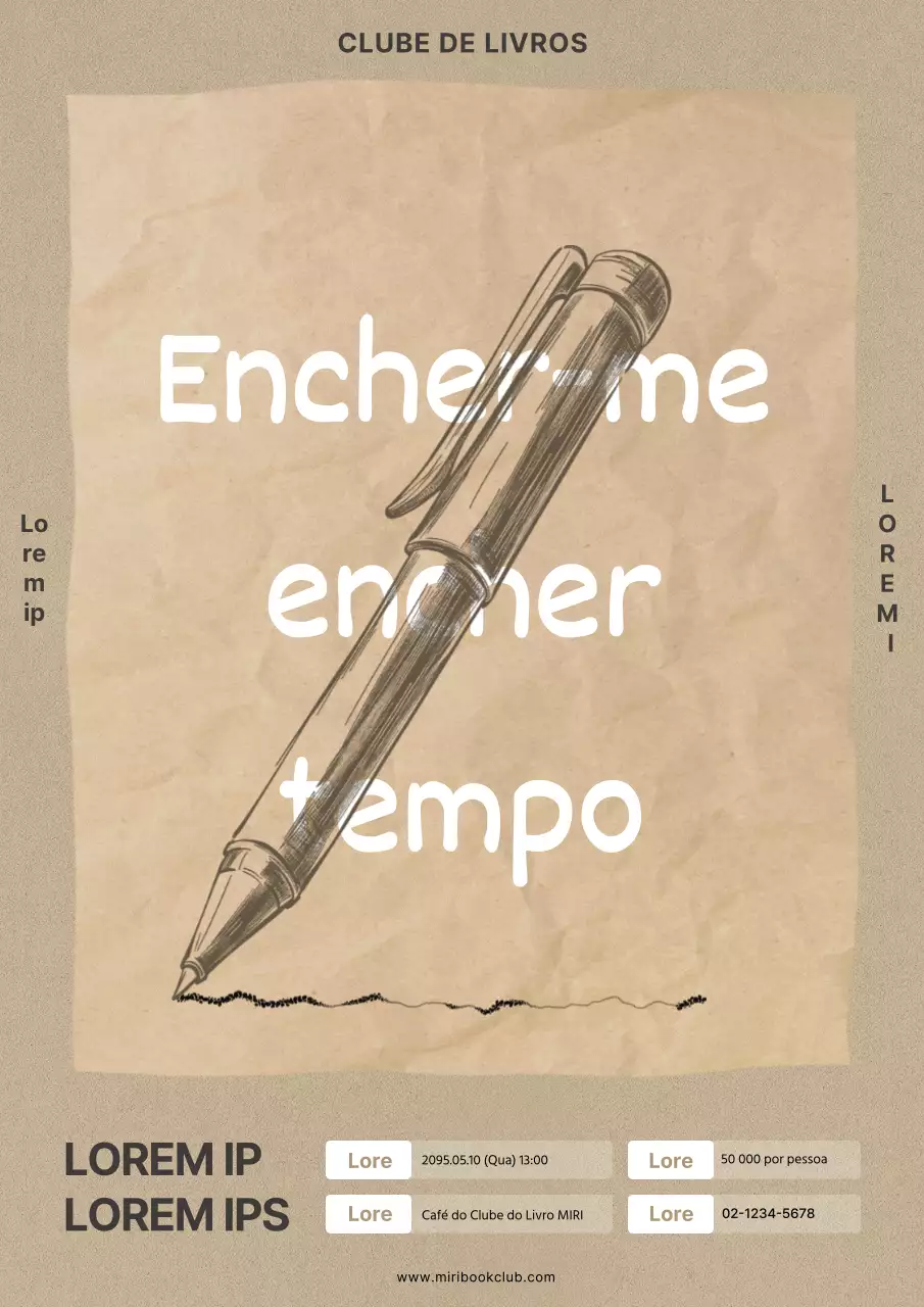 Cartaz promocional de aulas de escrita vintage em bege