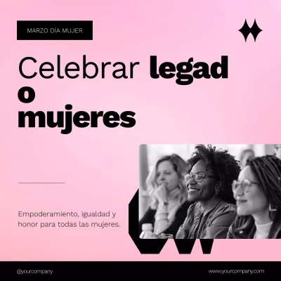 Publicidad rosa simple del Mes de la Historia de la Mujer