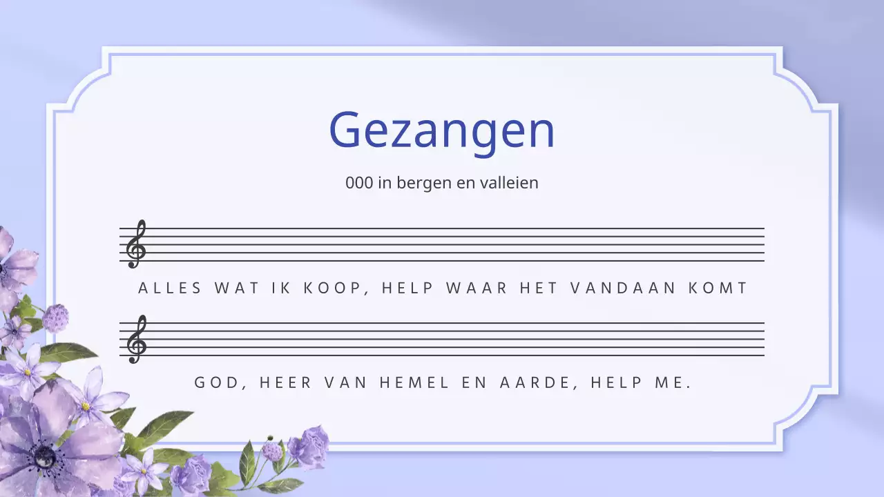 De eenvoudige kerkdienstaankondiging van Borah en Lavendel