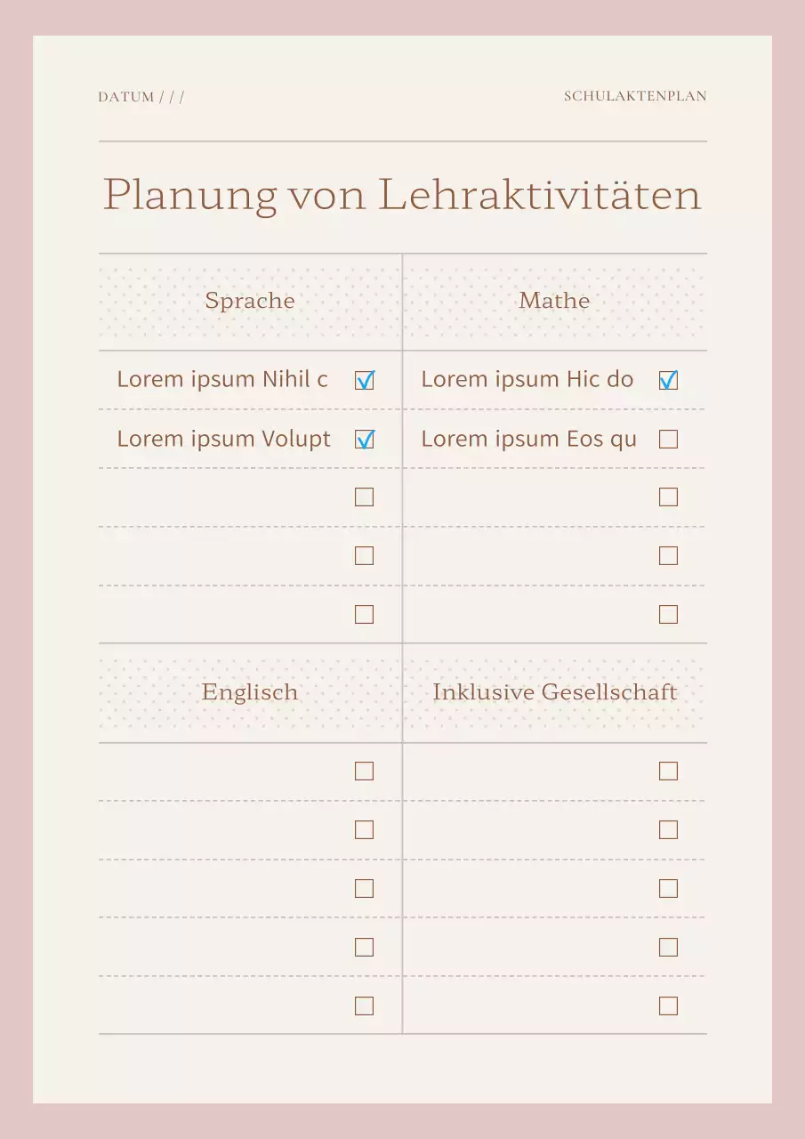 Schlichter Journal-Planer in Rosa und Elfenbein