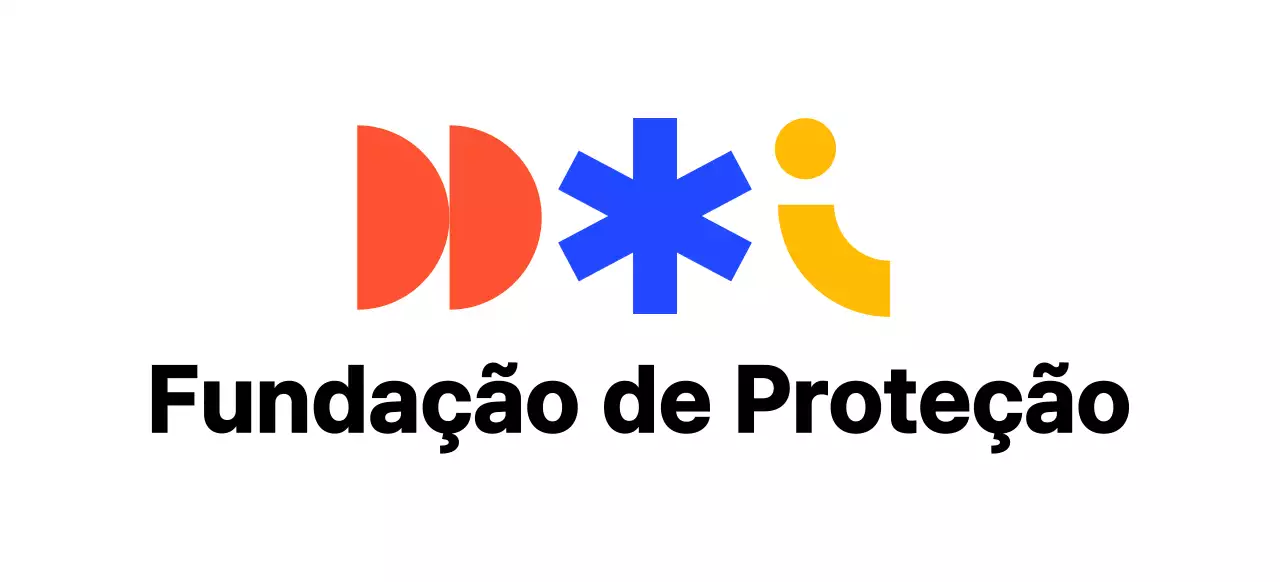 Um logótipo institucional colorido com uma variedade de formas