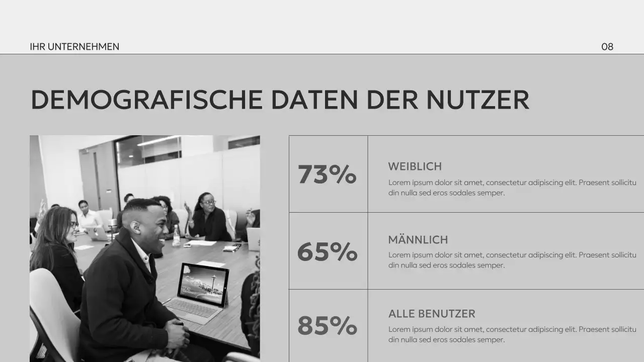 Schwarzes und weißes Minimal Business Profil