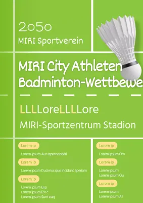 Ein hübscher Badmintonturnier-Flyer in Chartreuse und Gelb.