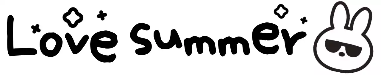 かわいい手書き風の夏用サングラスをかけたうさぎさん