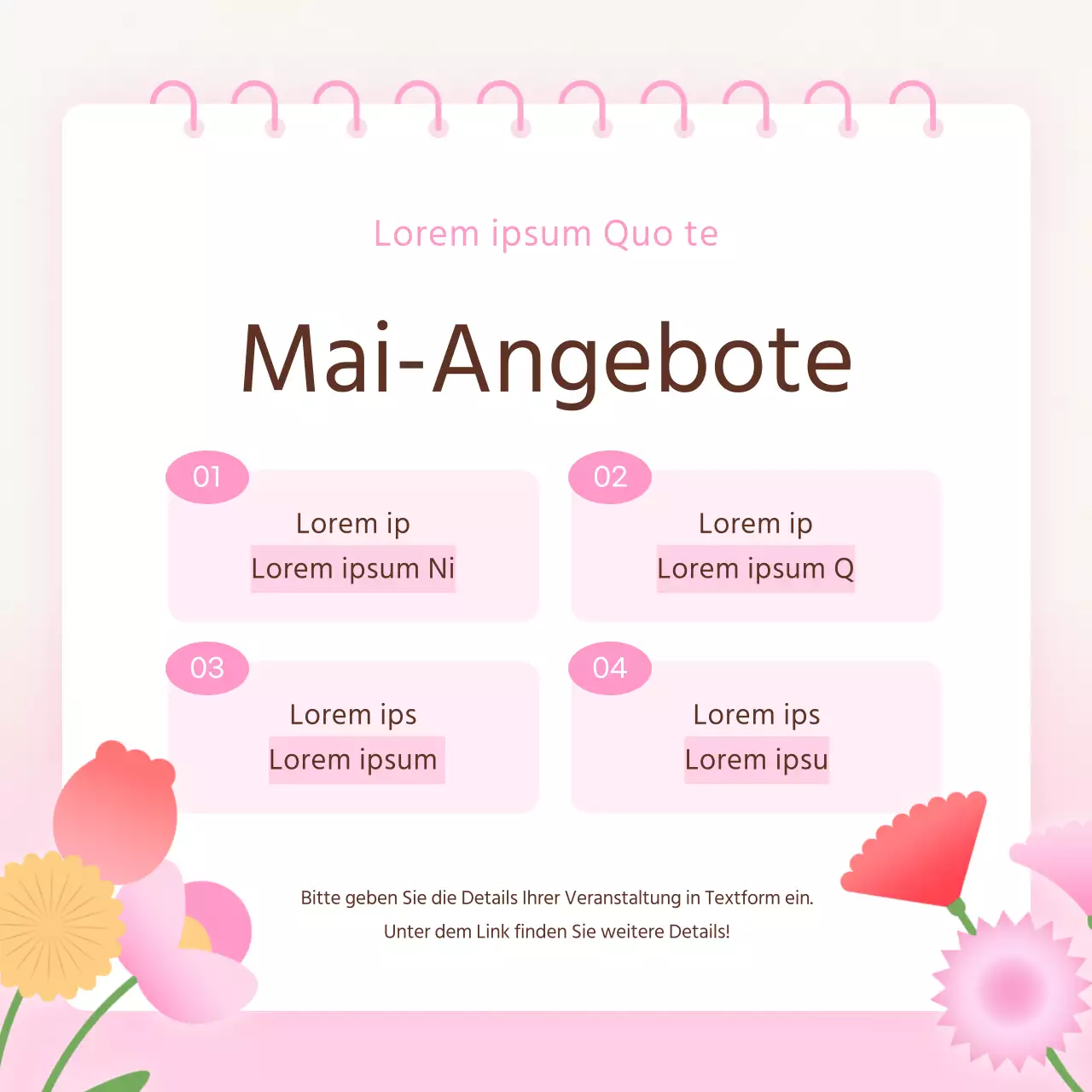 Werbung für den Monat des modernen Zuhauses in den sozialen Medien in den Farben Rosa und Rot