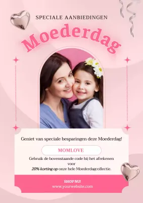 Roze Simpel Moederdag Korting Promotie Flyer