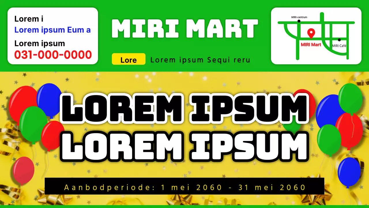 Promoot retro rode en blauwe folders van kruidenierswinkels