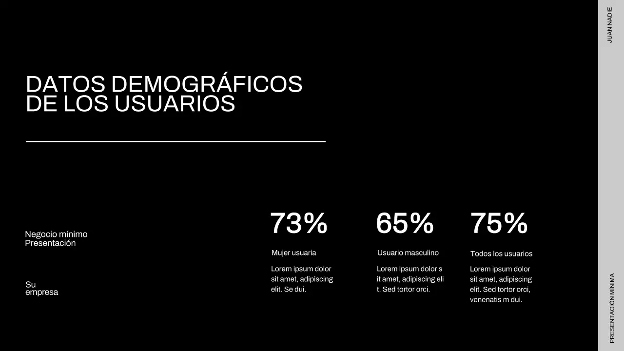 Presentación empresarial minimalista en negro y beige