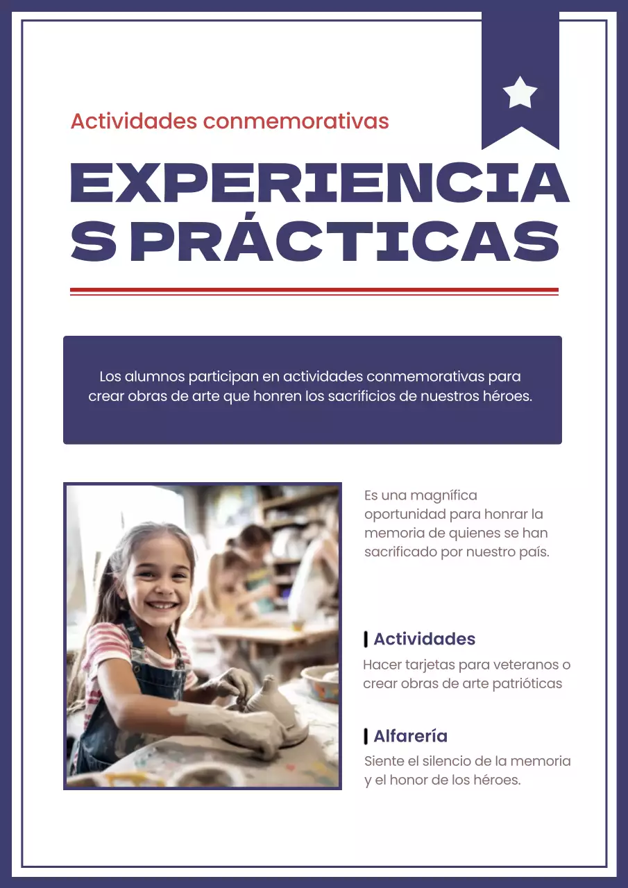 Sencillos anuncios escolares del Día de los Caídos en azul marino y rojo