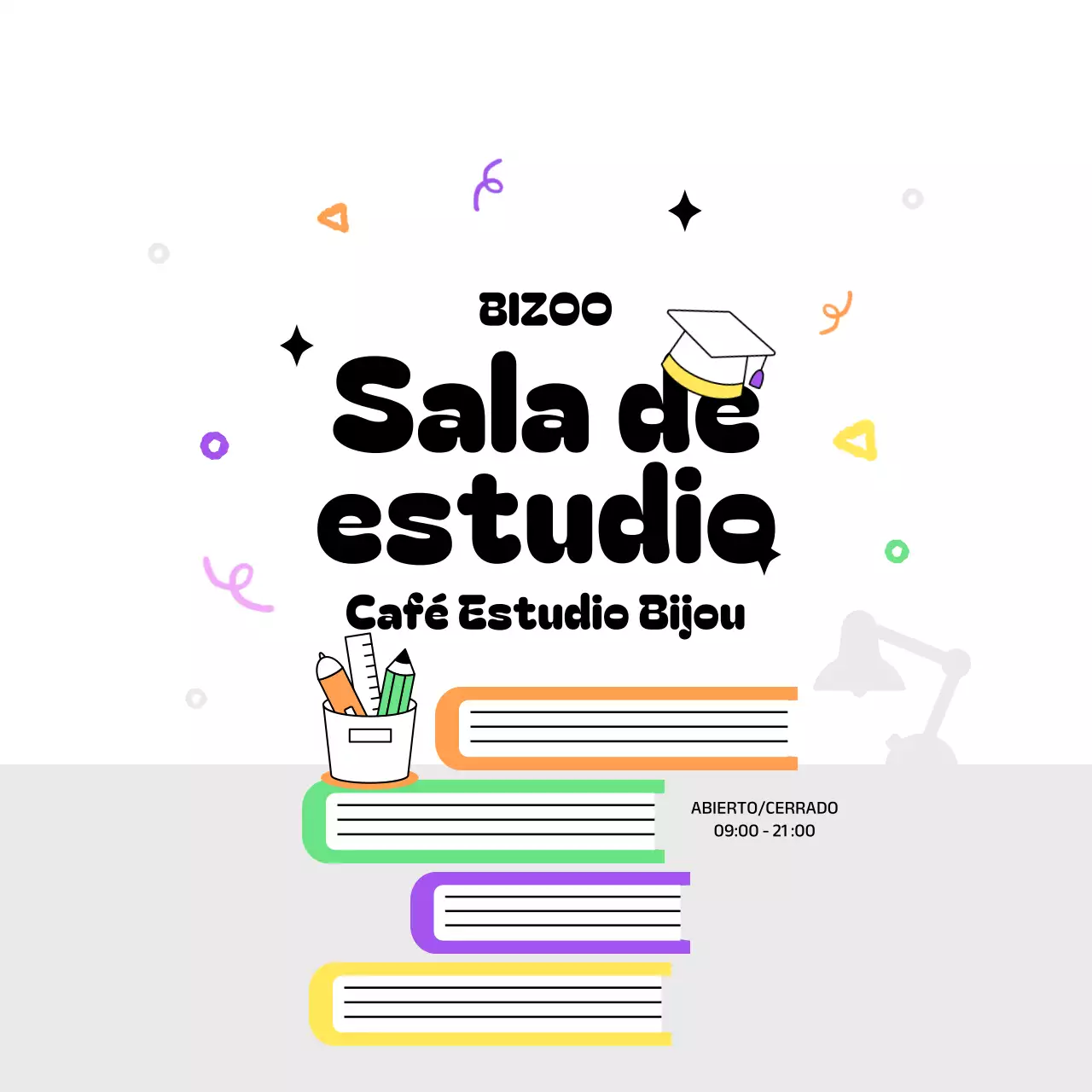 Biblioteca Multicolor Ilustración Concepto Estudio Café Promoción