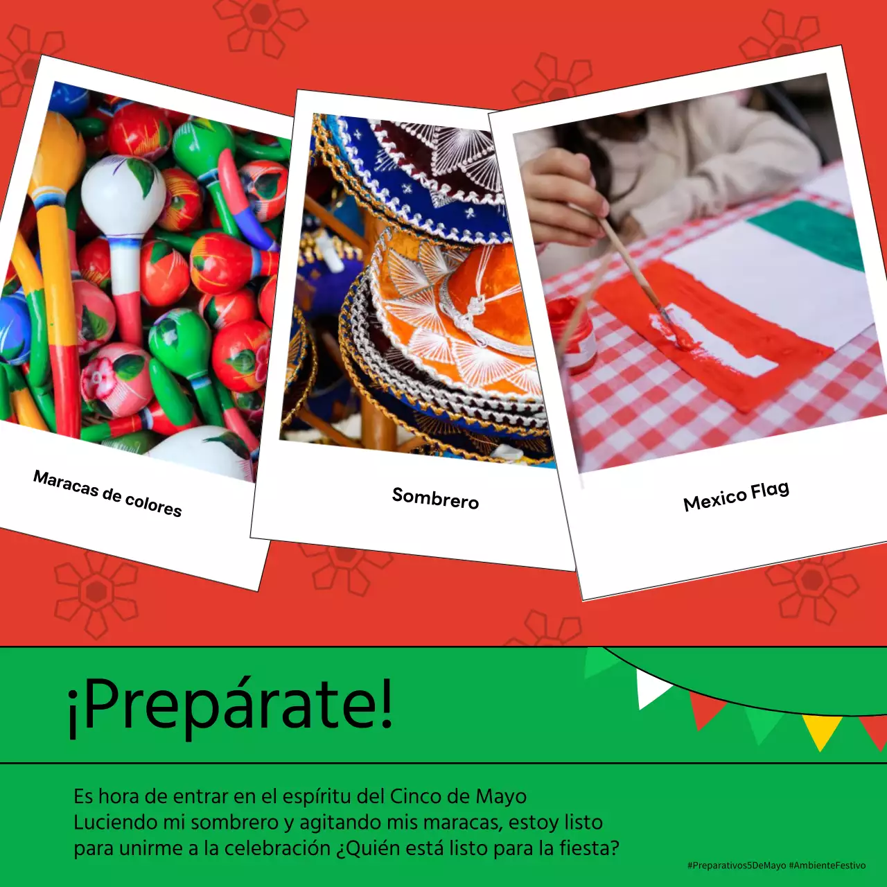 Tendencia roja y verde Publicidad del Cinco de Mayo