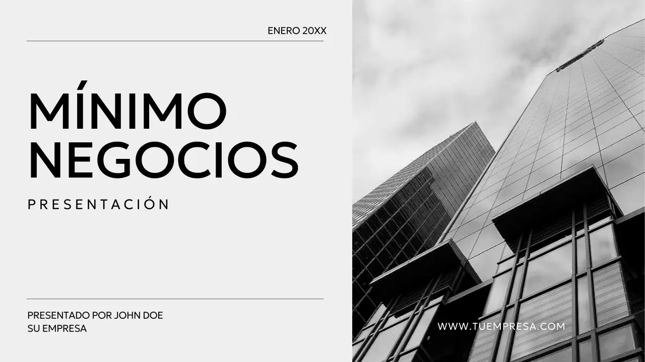 Perfil empresarial minimalista en blanco y negro