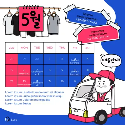 Een pop-art leveringsbericht in blauw en roze