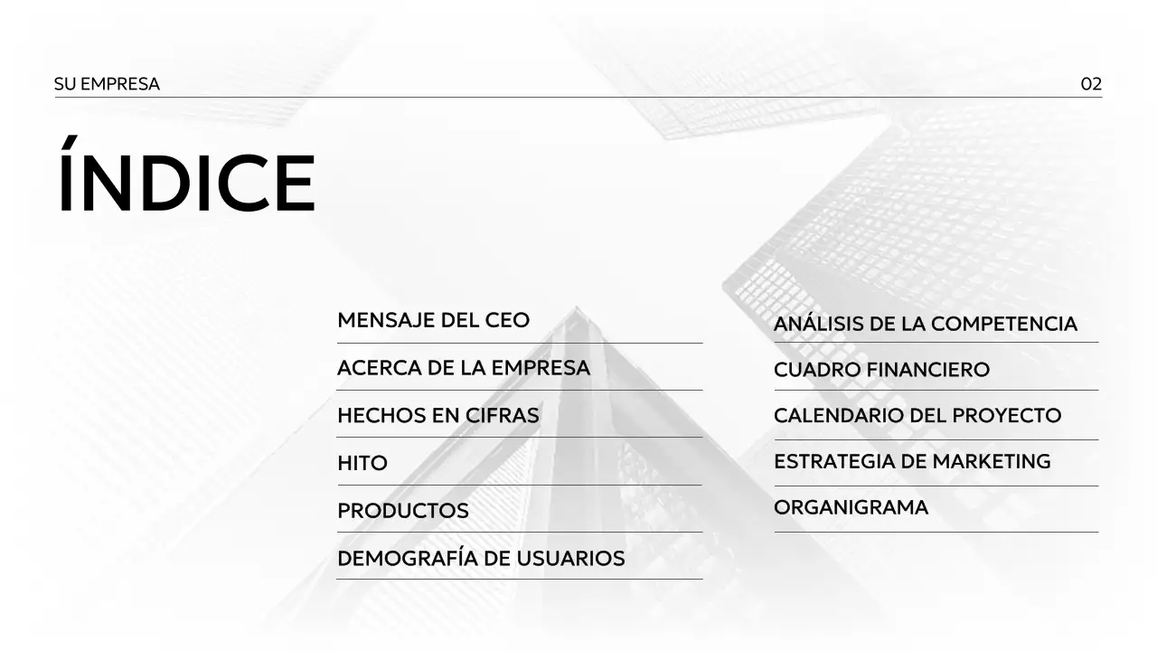 Perfil empresarial minimalista en blanco y negro