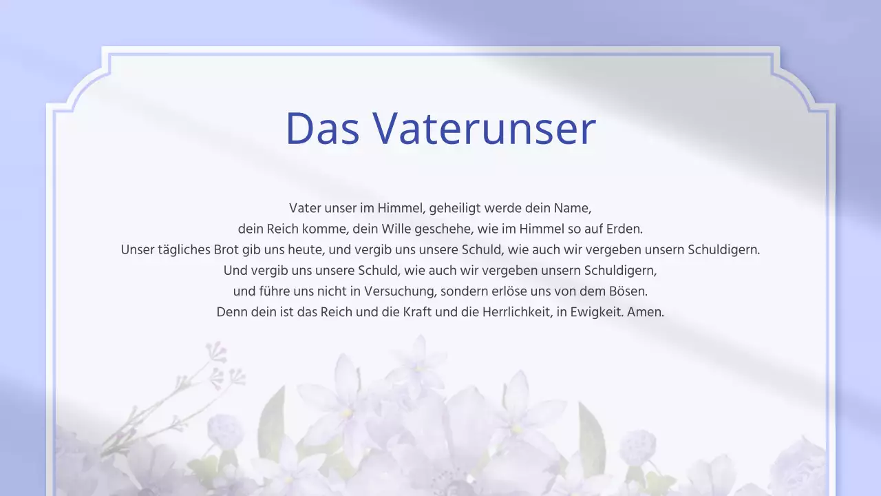 Borah und Lavendels einfache Ankündigung für den Gottesdienst