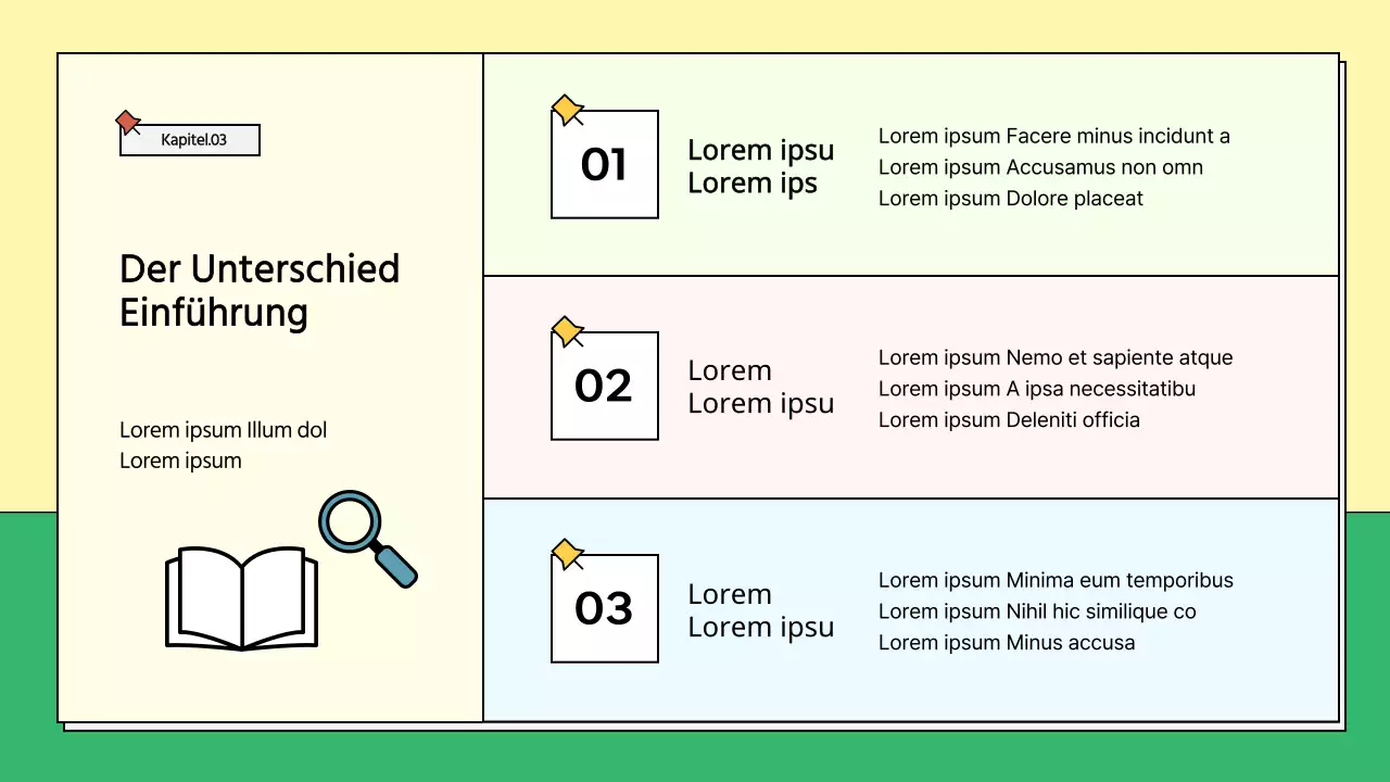 Gelber und grüner Schulprospekt