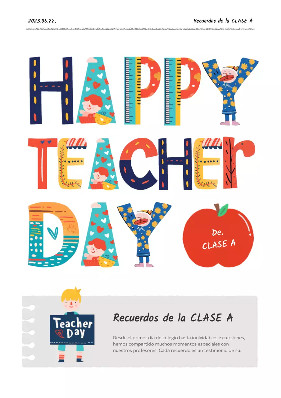 Mensajes semanales rojos y amarillos del Día del Maestro