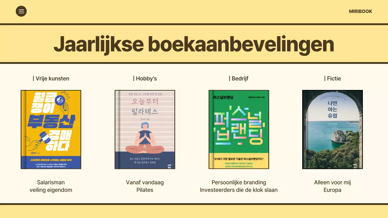 Een minimalistische inschrijfgids voor boekenclubs promoten met een gele achtergrond