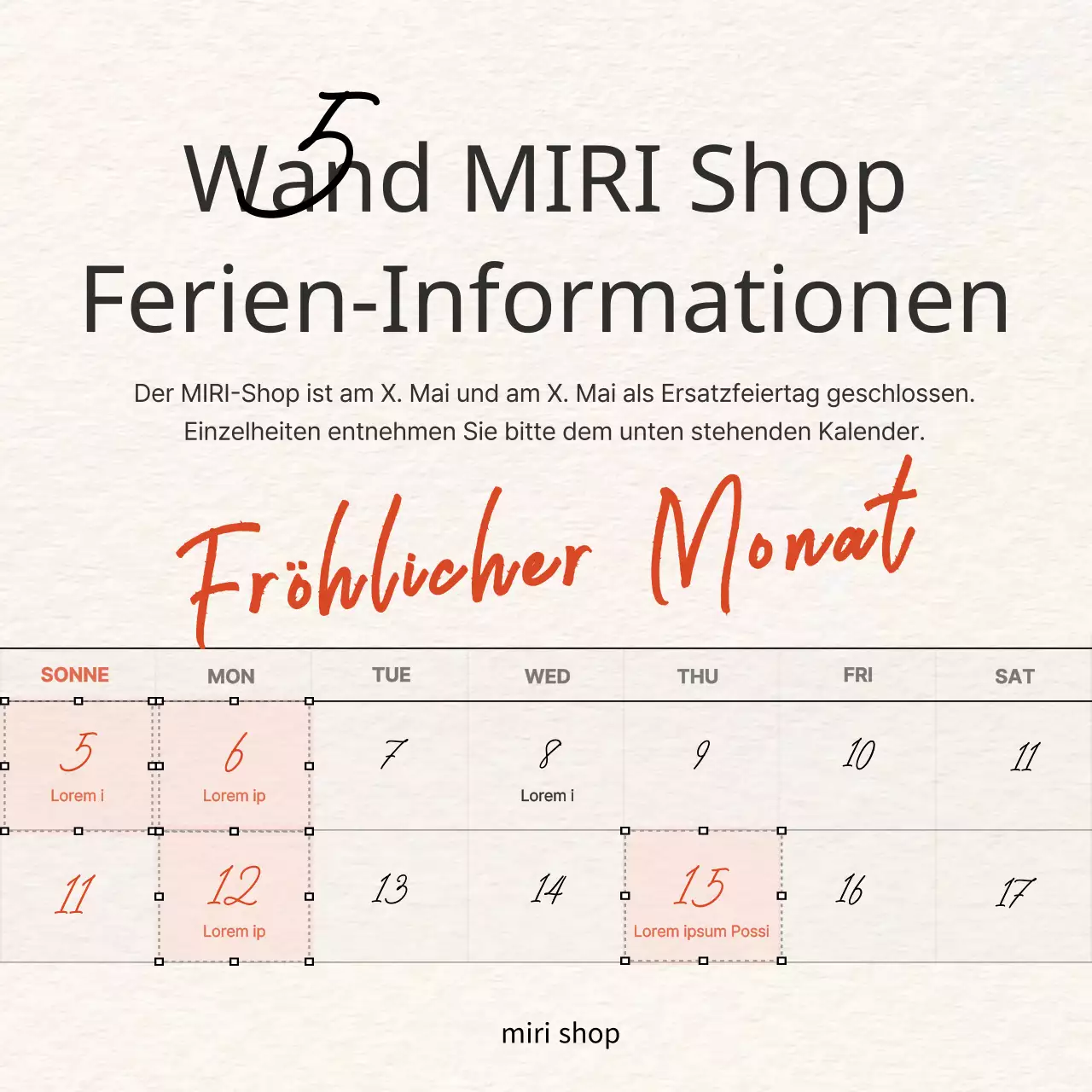 Einfache Urlaubsankündigungen in Rot