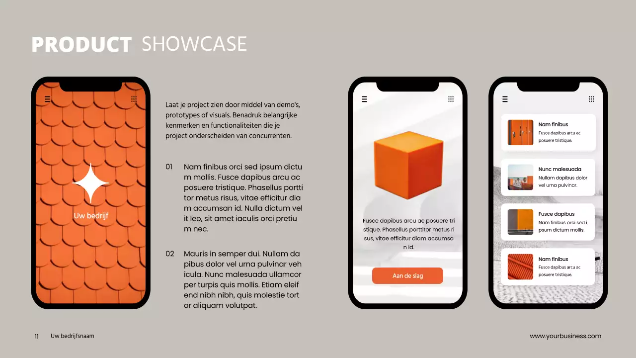 Grijs Oranje Minimaal Schoon Project Pitch Deck Voorstel