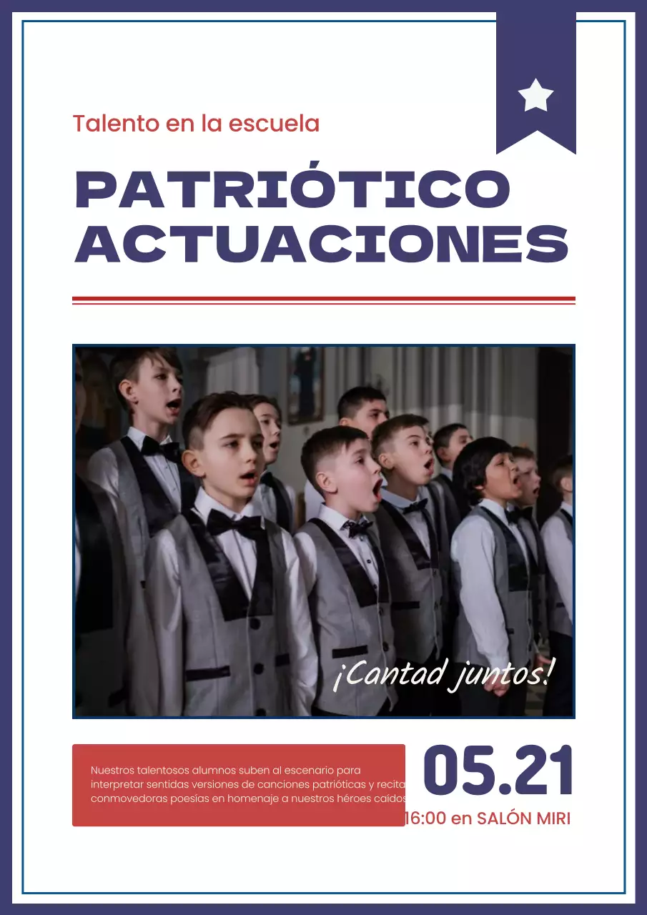 Sencillos anuncios escolares del Día de los Caídos en azul marino y rojo