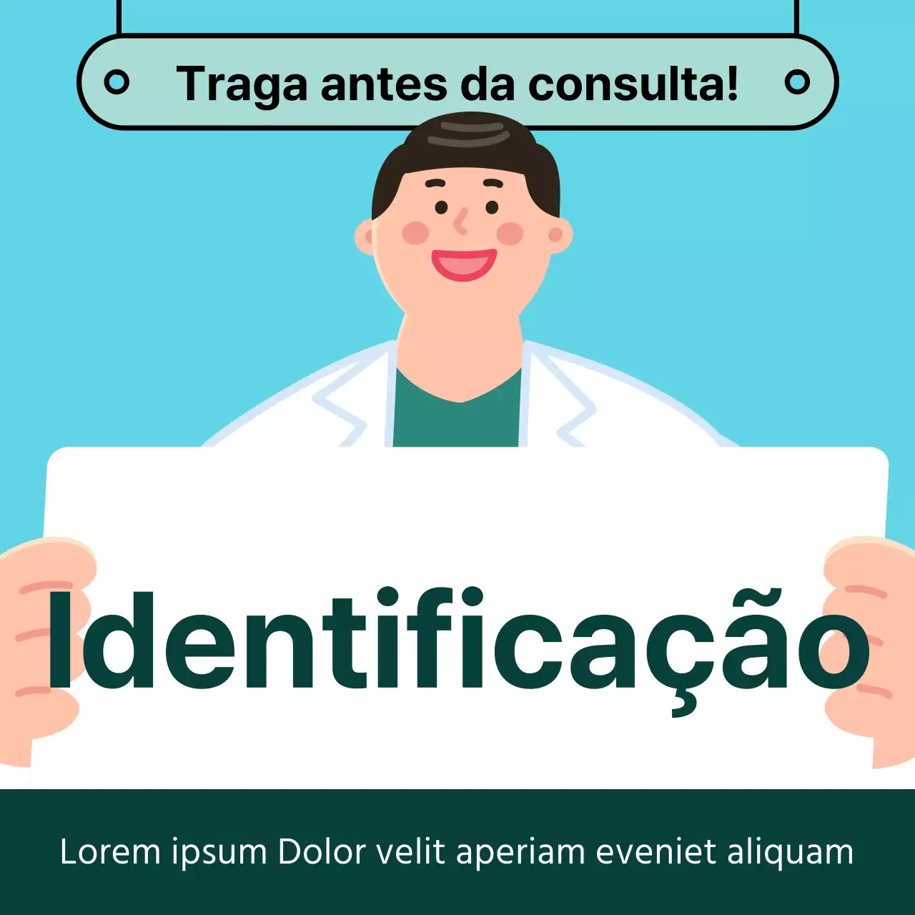 O moderno hospital verde e azul claro recorda-lhe que deve trazer o seu bilhete de identidade civil para visitar o hospital