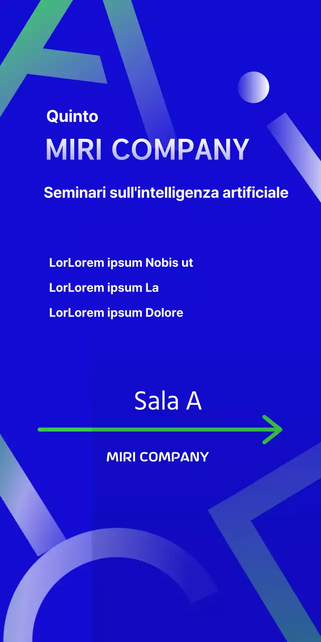 Intelligenza artificiale AI elemento decorativo banner design con sfondo blu istituzione aziendale seminario società alfabeto inglese