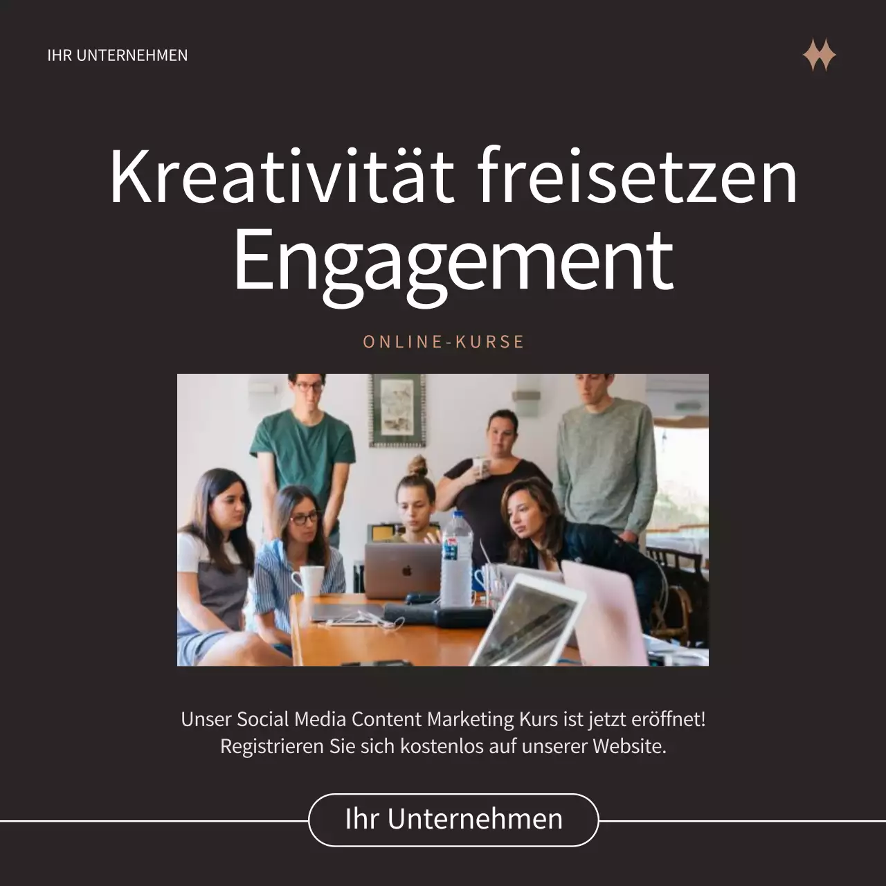 Schwarze und beigefarbene moderne Content-Marketing-Werbung