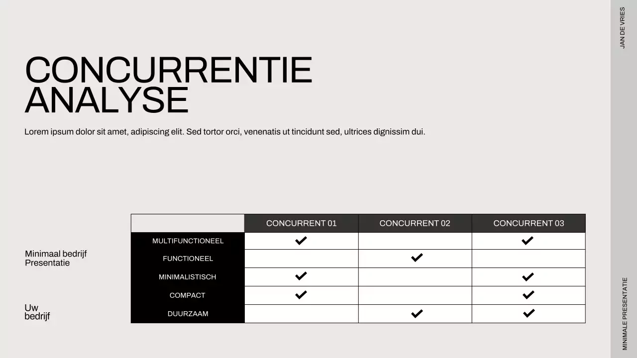 Minimalistische zakelijke presentatie in zwart en beige