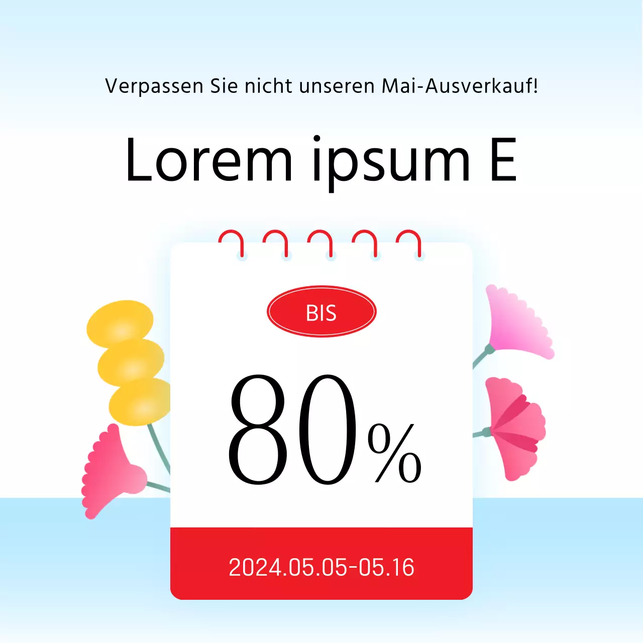 Förderung eines modernen Social Media Marketing Feeds in Hellblau und Rot