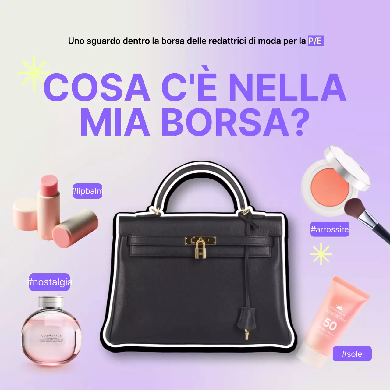 Una semplice presentazione di cosa c'è nella mia borsa in giallo e malva.