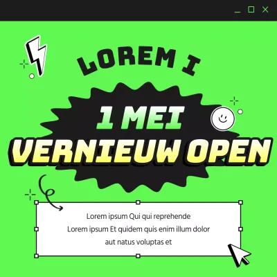 Een kitscherige heropeningsaankondiging met een state of the union achtergrond