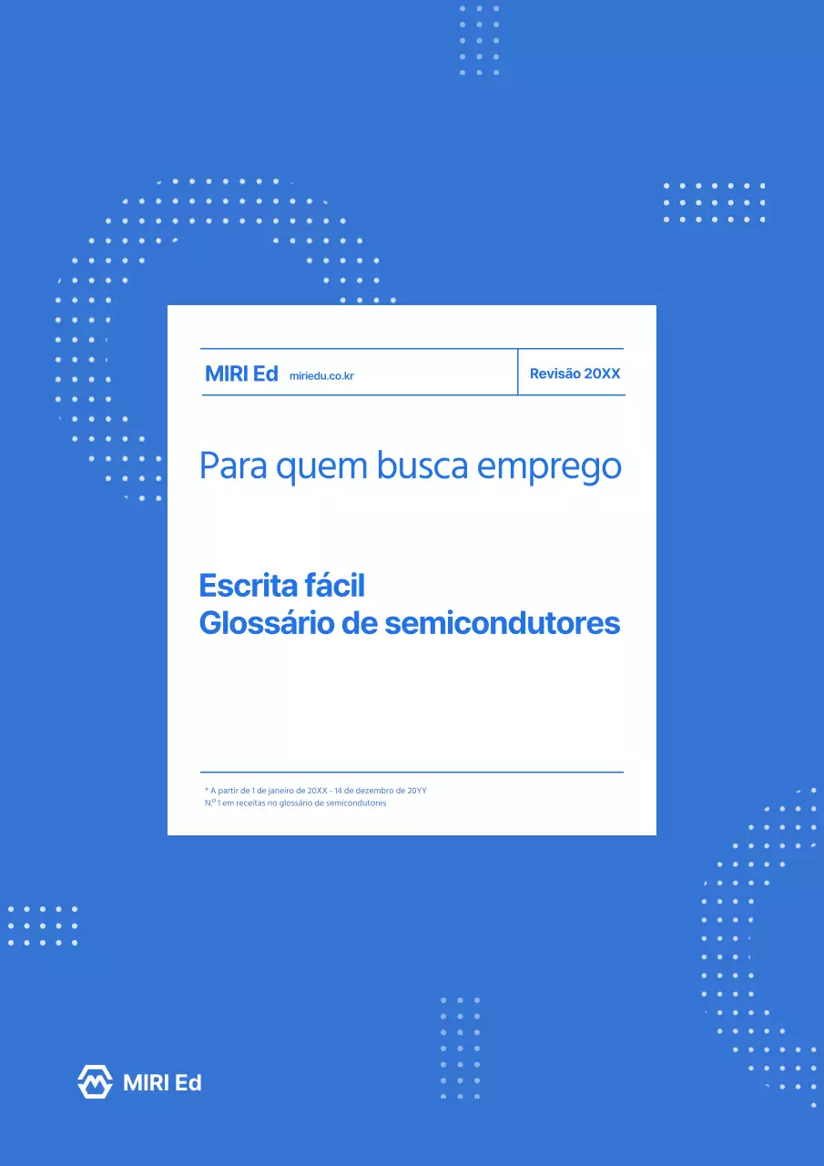 Capa de livro simples azul e branca do glossário de semicondutores