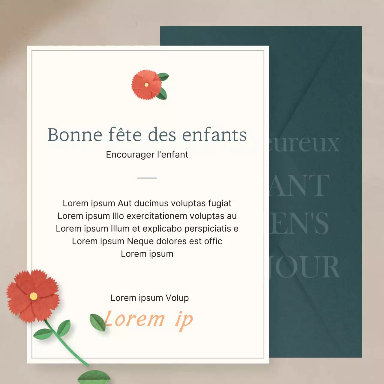 Une collection moderne de papier de remerciement en beige et bleu marine