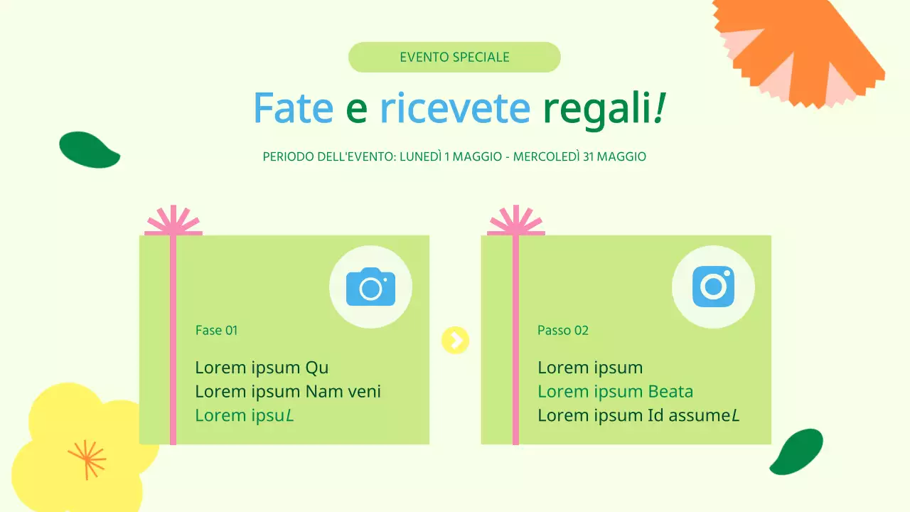 Promuovere la vendita di regali del Mese della Casa Gialla e Verde