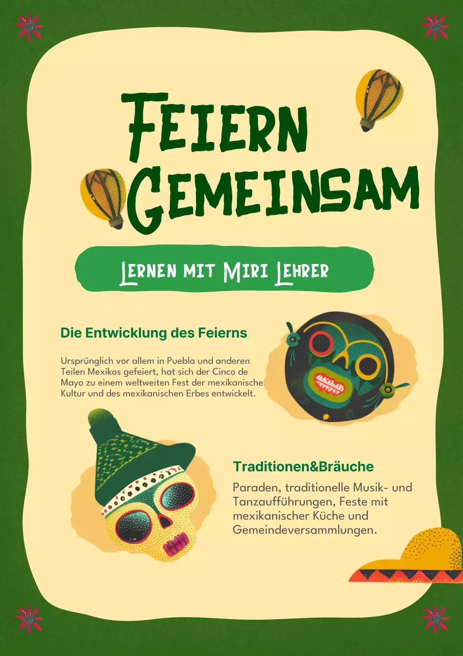Nette mexikanische Konzept Vintage-Plakat-Design in grün