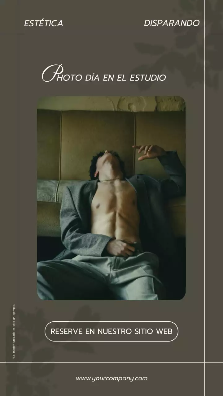 Promoción estudio fotográfico tendencia caqui y blanco