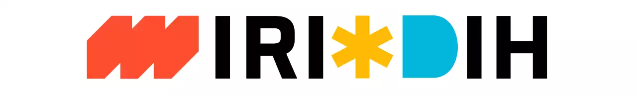 Ein Logo mit einer Mischung aus einfachen Formen und Alphabeten in verschiedenen Farben und Schwarz