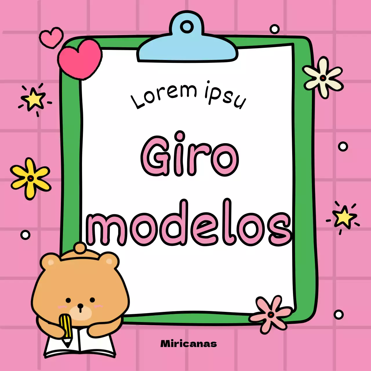Capa adorável desenhada à mão em rosa e verde