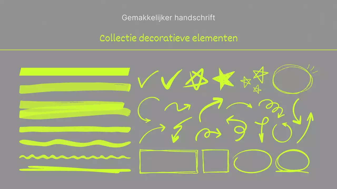 Eenvoudige handschrifthandleiding in grijs en fluorescerende kleuren
