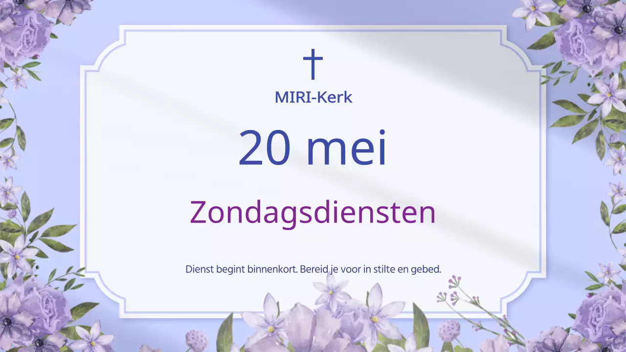 De eenvoudige kerkdienstaankondiging van Borah en Lavendel