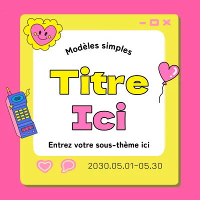 Mignonne couverture de cadre de titre en rose et jaune