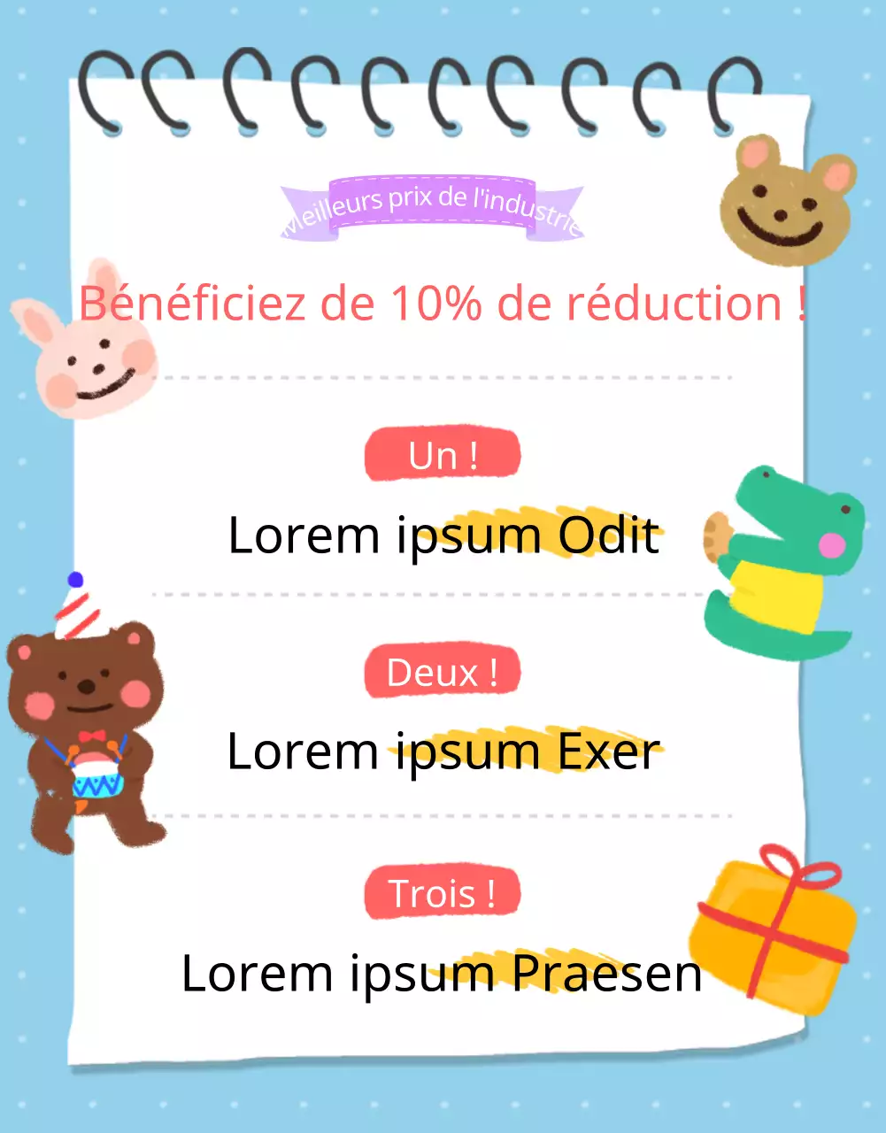 Promouvoir des cadeaux kitsch pour la fête des enfants en bleu ciel