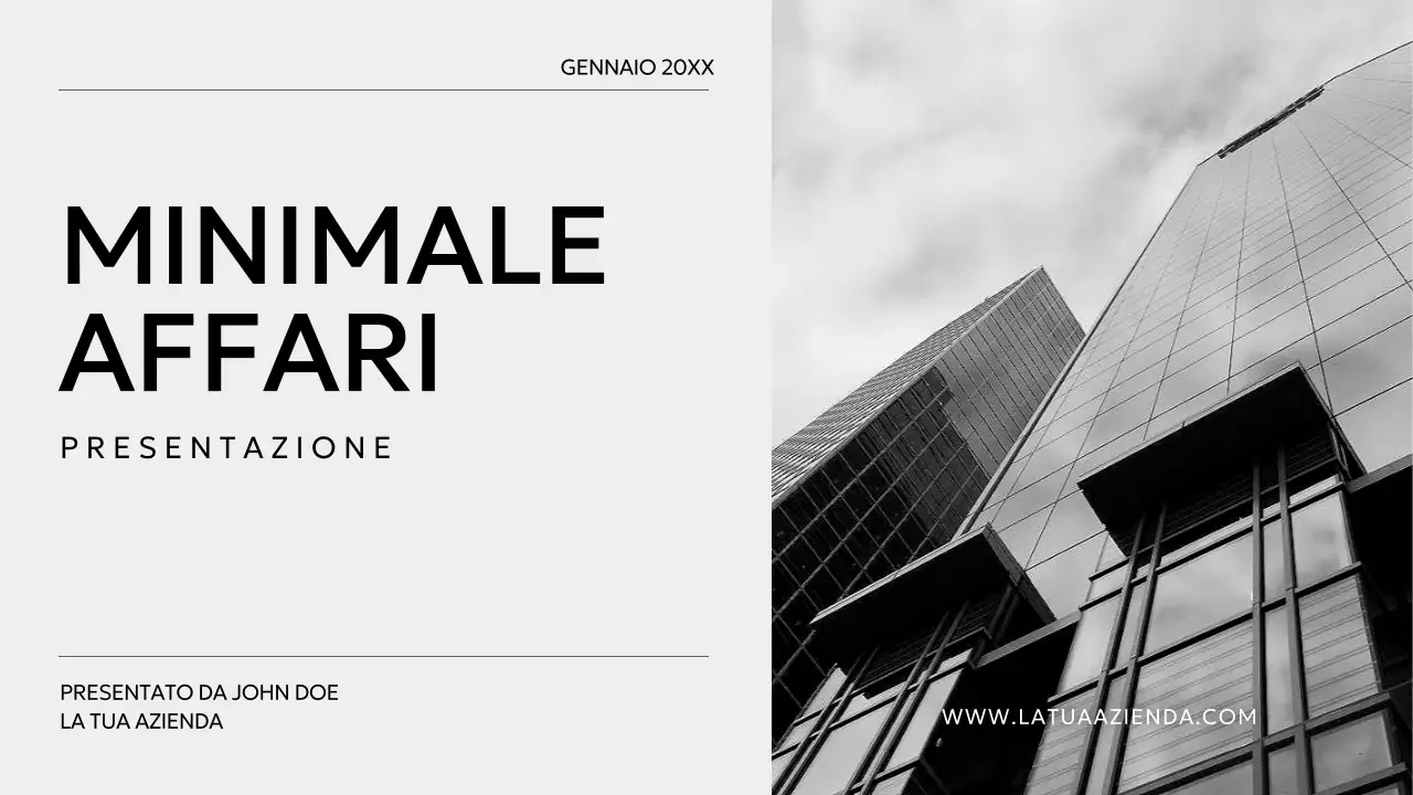 Profilo aziendale minimale in bianco e nero